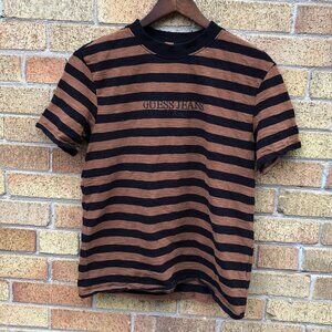 Vintage Striped Guess Shirt XS Brown